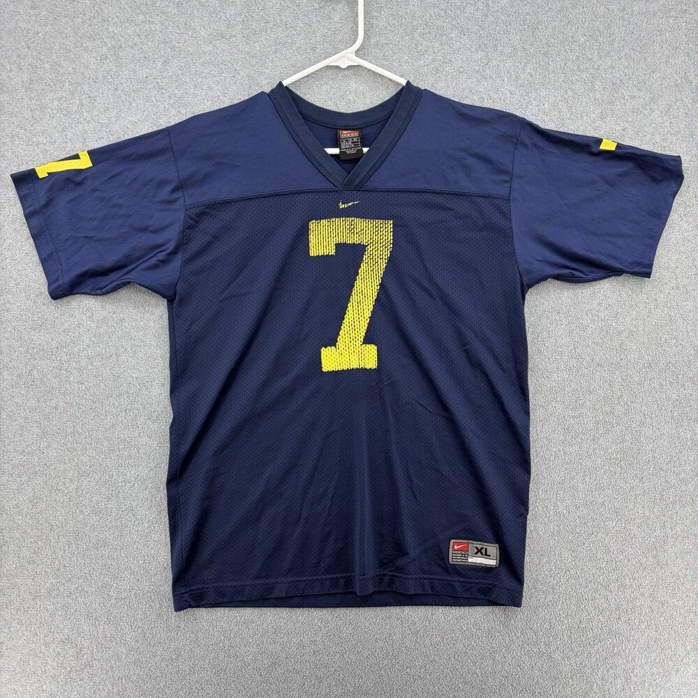 Vintage Nike Team Michigan Wolverines #7 Football Jersey Youth XL Center Swoosh